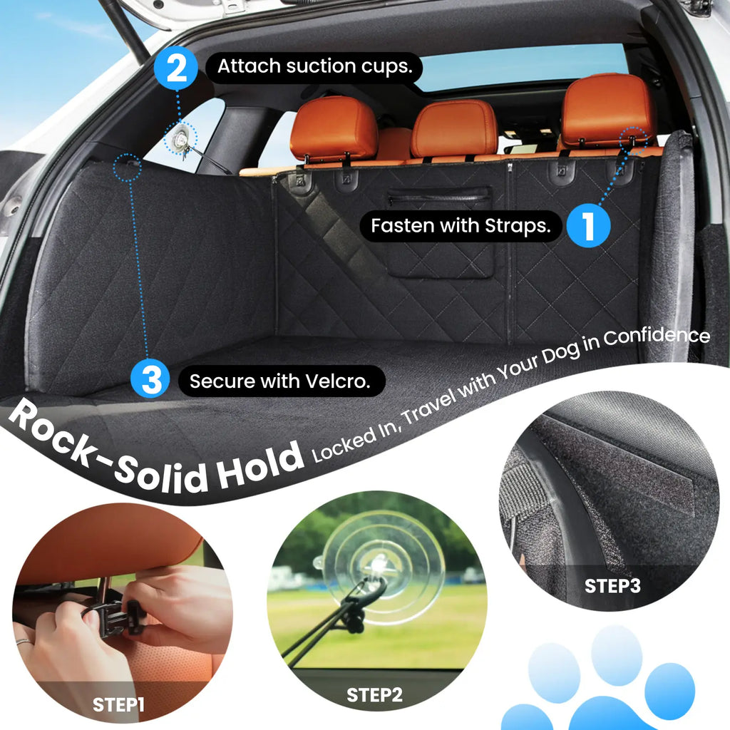 REEVAA SUV Cargo Liner for Dogs, Full Coverage Non-Slip Cargo Cover with Cushioned Sides to Protect Your Dog, Waterproof & Durable, Machine Washable Trunk Protector Mat