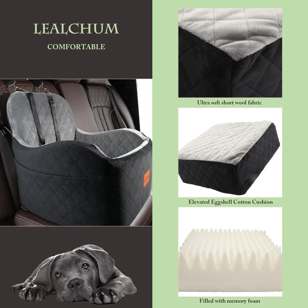 Lealchum Dog Car Seat 35Lbs, 6" Cushion, Safe 3-Strap System, Fits Front/Back Seat, Washable & Portable – Includes Vacuum Packaging (Black/Brown, Medium）Elevatrcollar Bells with Keyrings Pet Accessories Halloween Ghost Cool Canes