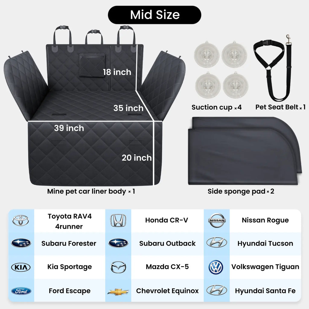REEVAA SUV Cargo Liner for Dogs, Full Coverage Non-Slip Cargo Cover with Cushioned Sides to Protect Your Dog, Waterproof & Durable, Machine Washable Trunk Protector Mat
