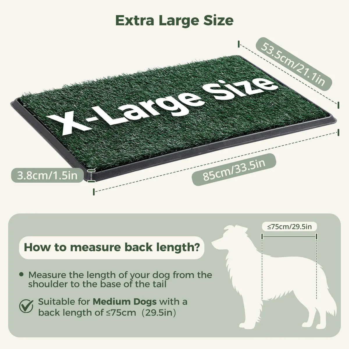 Dog Grass Pad with Tray 2 Reusable Artificial Turf for Dogs Potty Quickly Absorbent Portable Litter Box Waterproof Non-Slip Washable Puppy Pee Mat