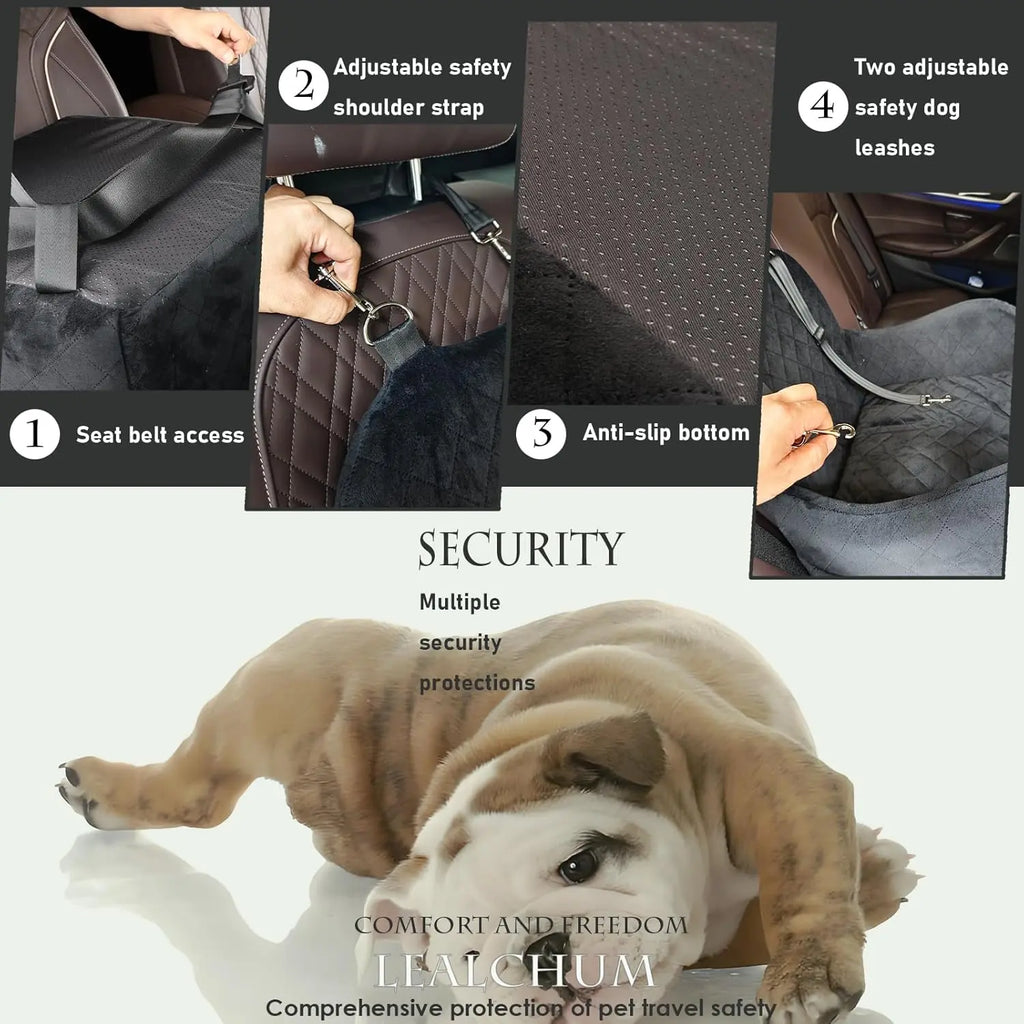 Lealchum Dog Car Seat 35Lbs, 6" Cushion, Safe 3-Strap System, Fits Front/Back Seat, Washable & Portable – Includes Vacuum Packaging (Black/Brown, Medium）Elevatrcollar Bells with Keyrings Pet Accessories Halloween Ghost Cool Canes
