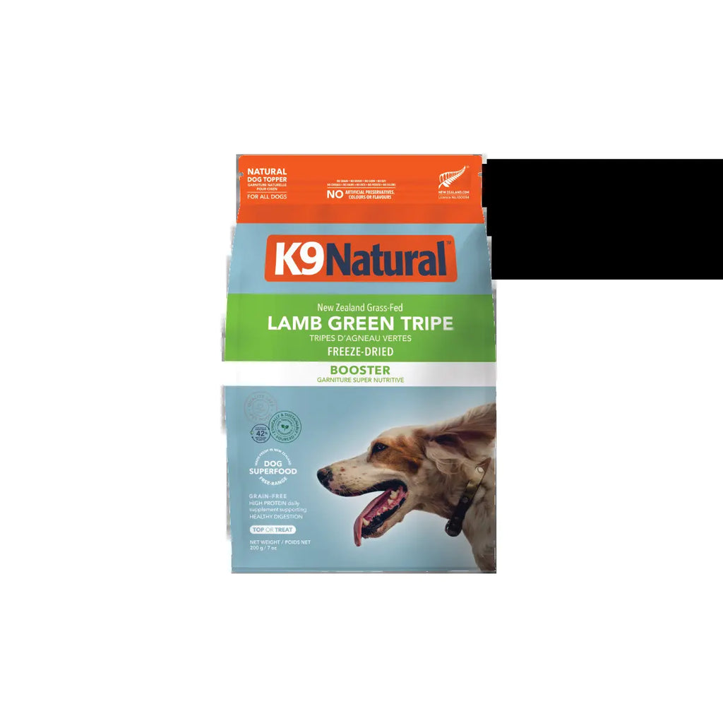 K9 Natural Grain-Free Freeze-Dried Dog Food Supplement Booster, Lamb Green Tripe 7Oz
