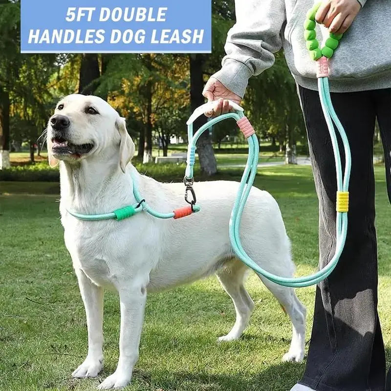 Hands Free Dog Rope Leash Adjustable Waist Crossbody Rope with Explosion Proof Handle Lockable Metal Clip for Easy Walking