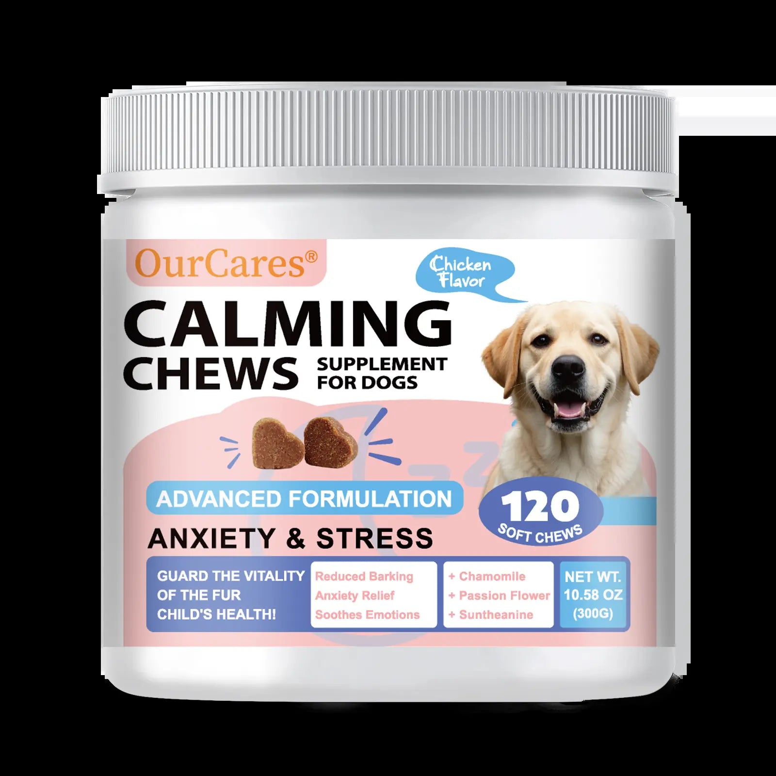 Ourcares Calming Chews for Dogs Composure & Relaxation for Everyday Stress & Separation Chicken Flavor 120 Soft Chews Daily Pet Snacks