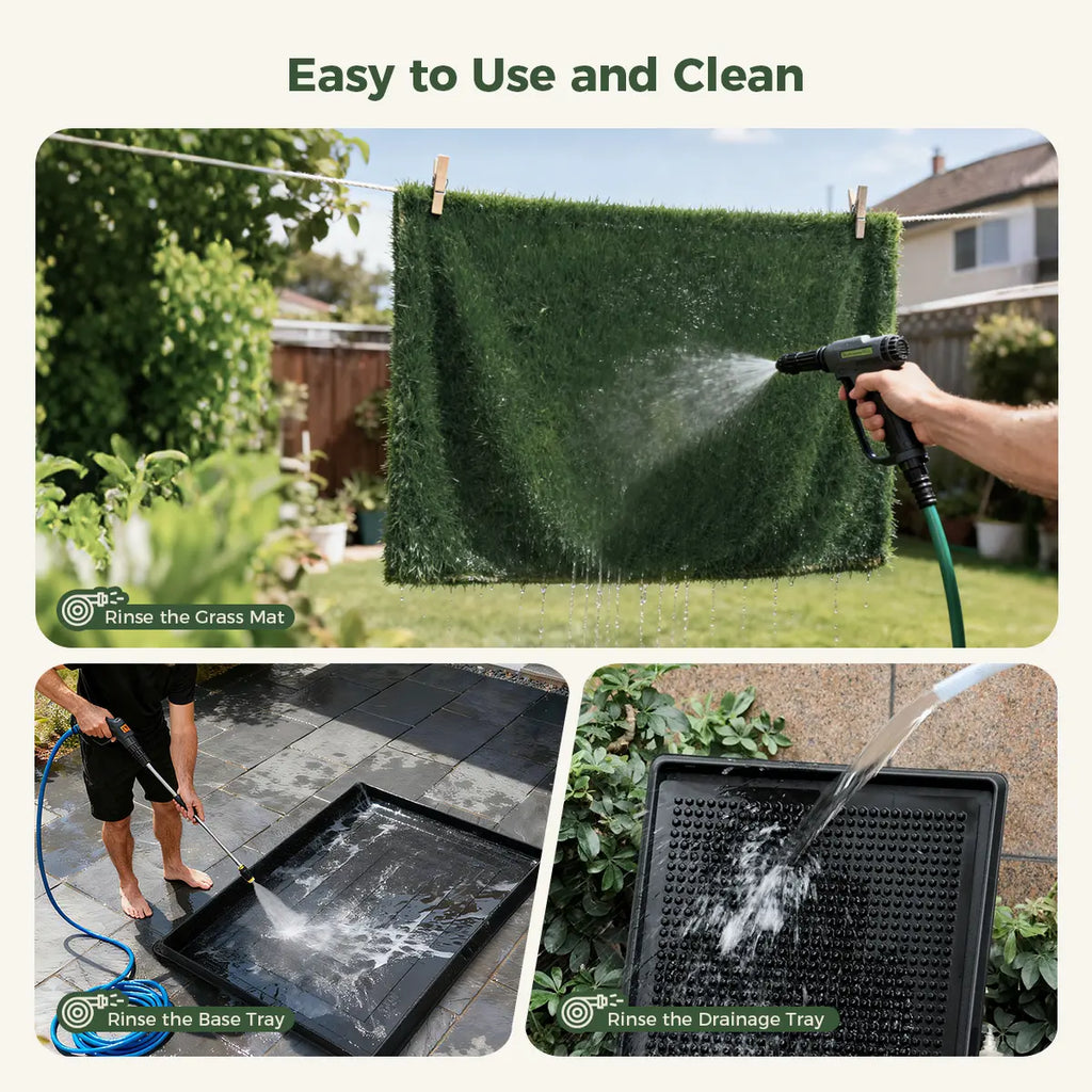 Dog Grass Pad with Tray 2 Reusable Artificial Turf for Dogs Potty Quickly Absorbent Portable Litter Box Waterproof Non-Slip Washable Puppy Pee Mat