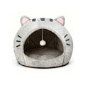 Cozy Cat Cave Bed with Fun Hanging Ball Toy - Semi-Enclosed Kitten House Featuring Washable Inner Pillow, Soft & Breathable Indoor Cat Nest