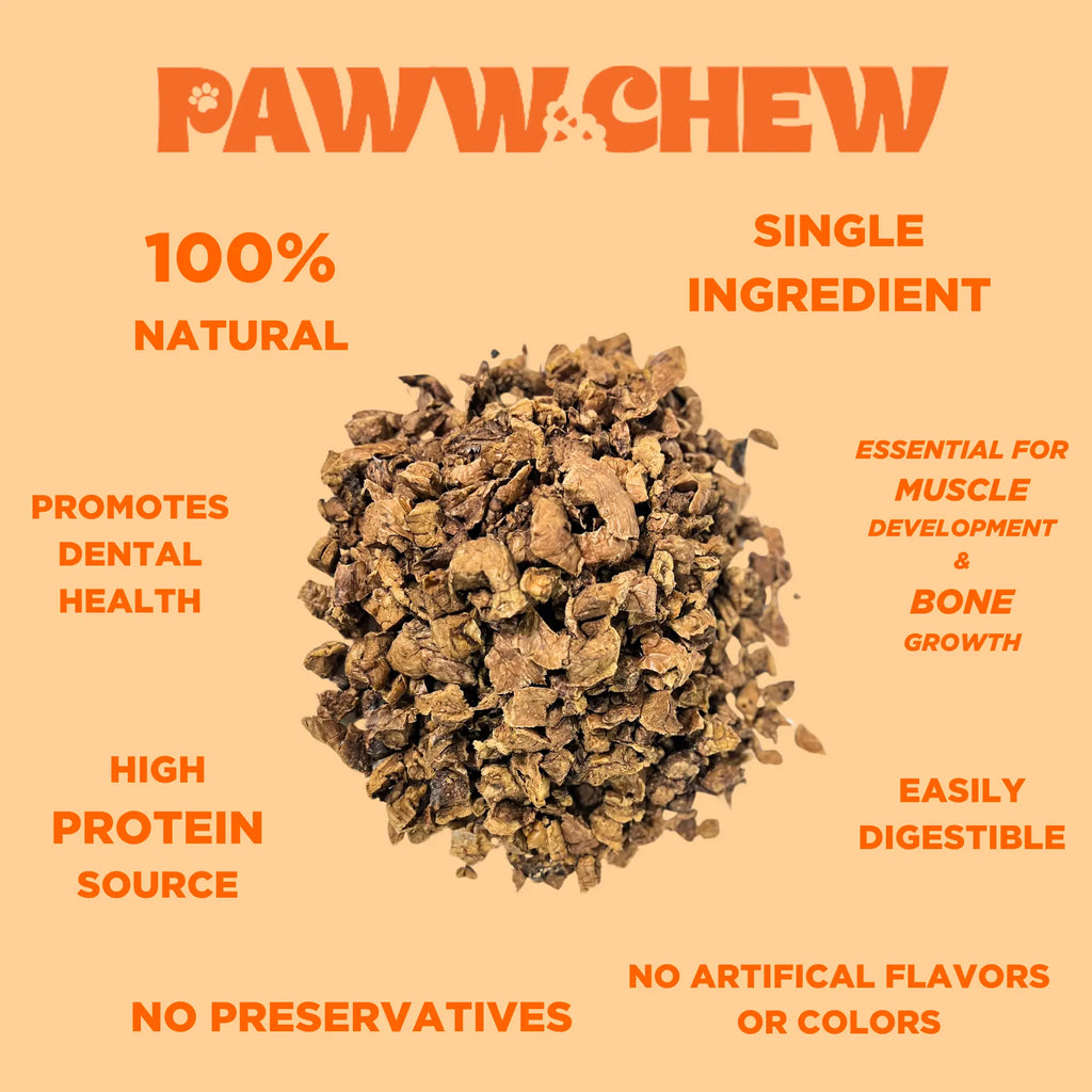 Paww Chew Beef Lung Treats 1 LB Pack - All Natural Single Ingredient Grain-Free Low Odor-Free Chemical-Free Made in USA