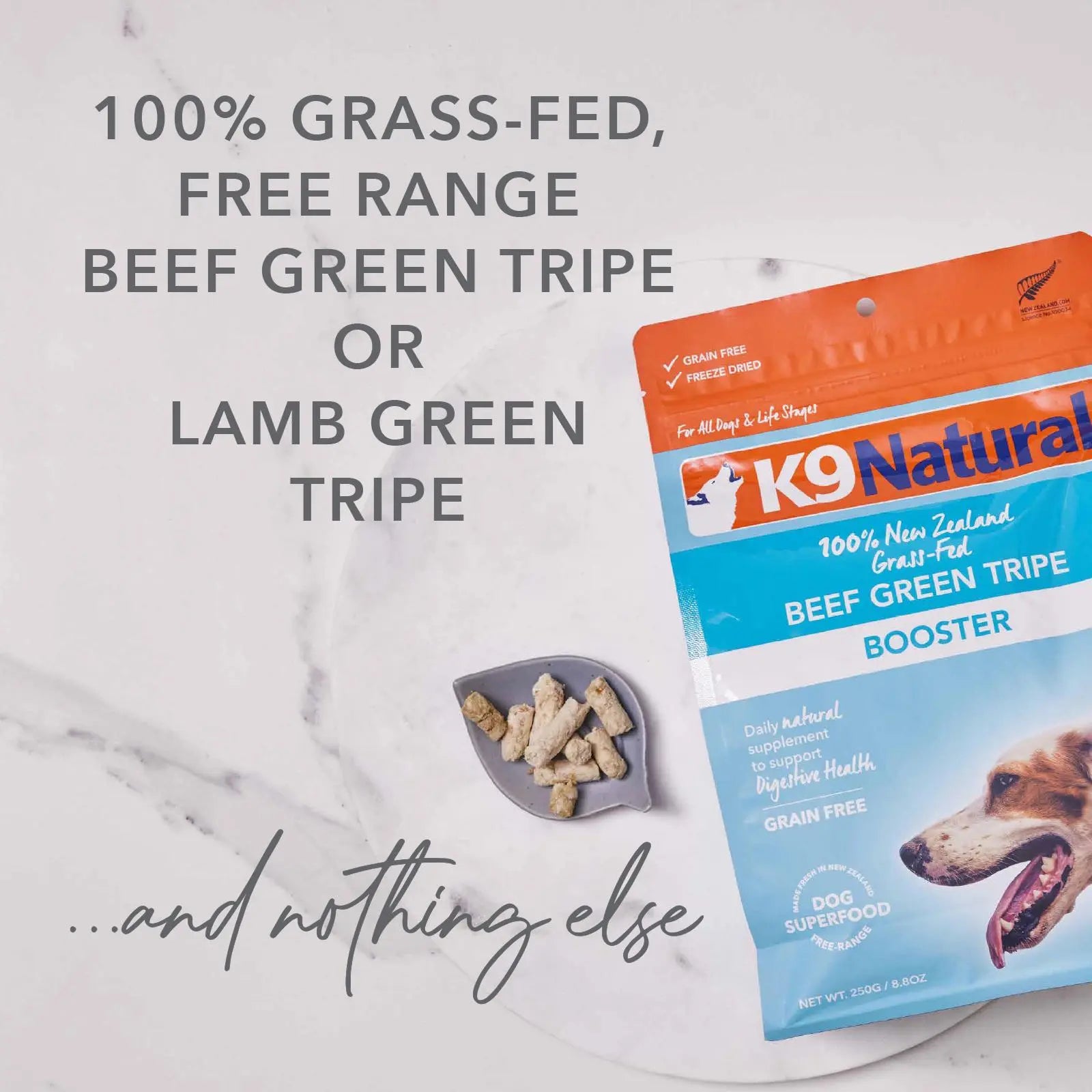 K9 Natural Grain-Free Freeze-Dried Dog Food Supplement Booster, Lamb Green Tripe 7Oz