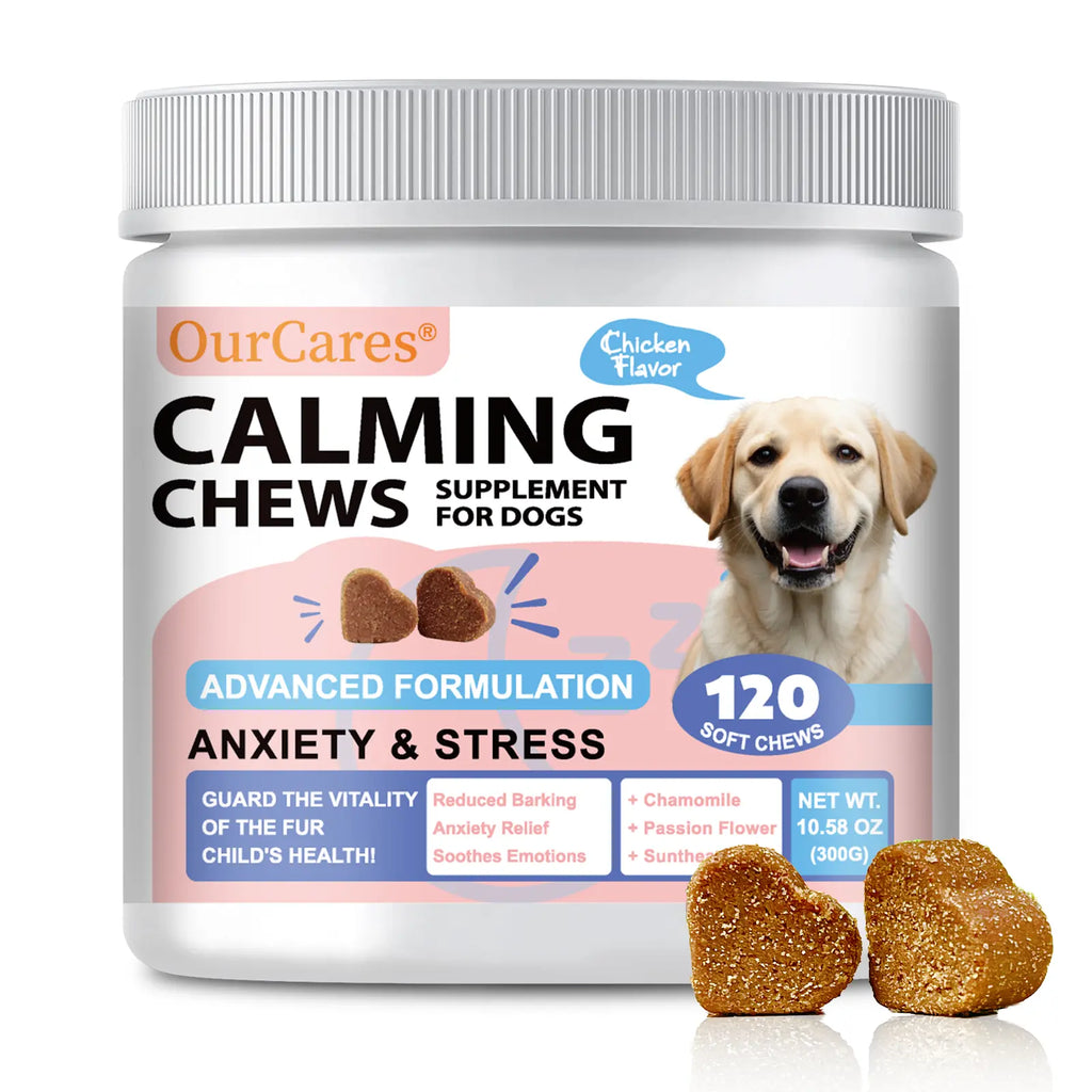 Ourcares Calming Chews for Dogs Composure & Relaxation for Everyday Stress & Separation Chicken Flavor 120 Soft Chews Daily Pet Snacks