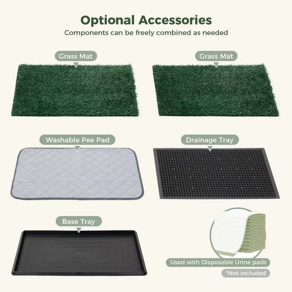 Dog Grass Pad with Tray 2 Reusable Artificial Turf for Dogs Potty Quickly Absorbent Portable Litter Box Waterproof Non-Slip Washable Puppy Pee Mat