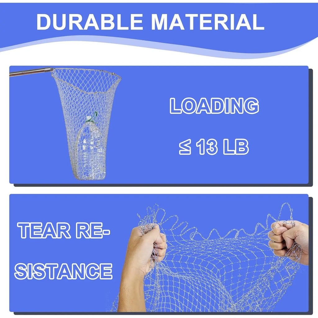 Chicken Catching Net 2 Pcs, Chicken Net for Chicken Supplies, Stainless Steel Poultry Catcher for Catching Small Chicken, Goose, Ducks, Fish, Birds(2 Nets, 1 Pole Included