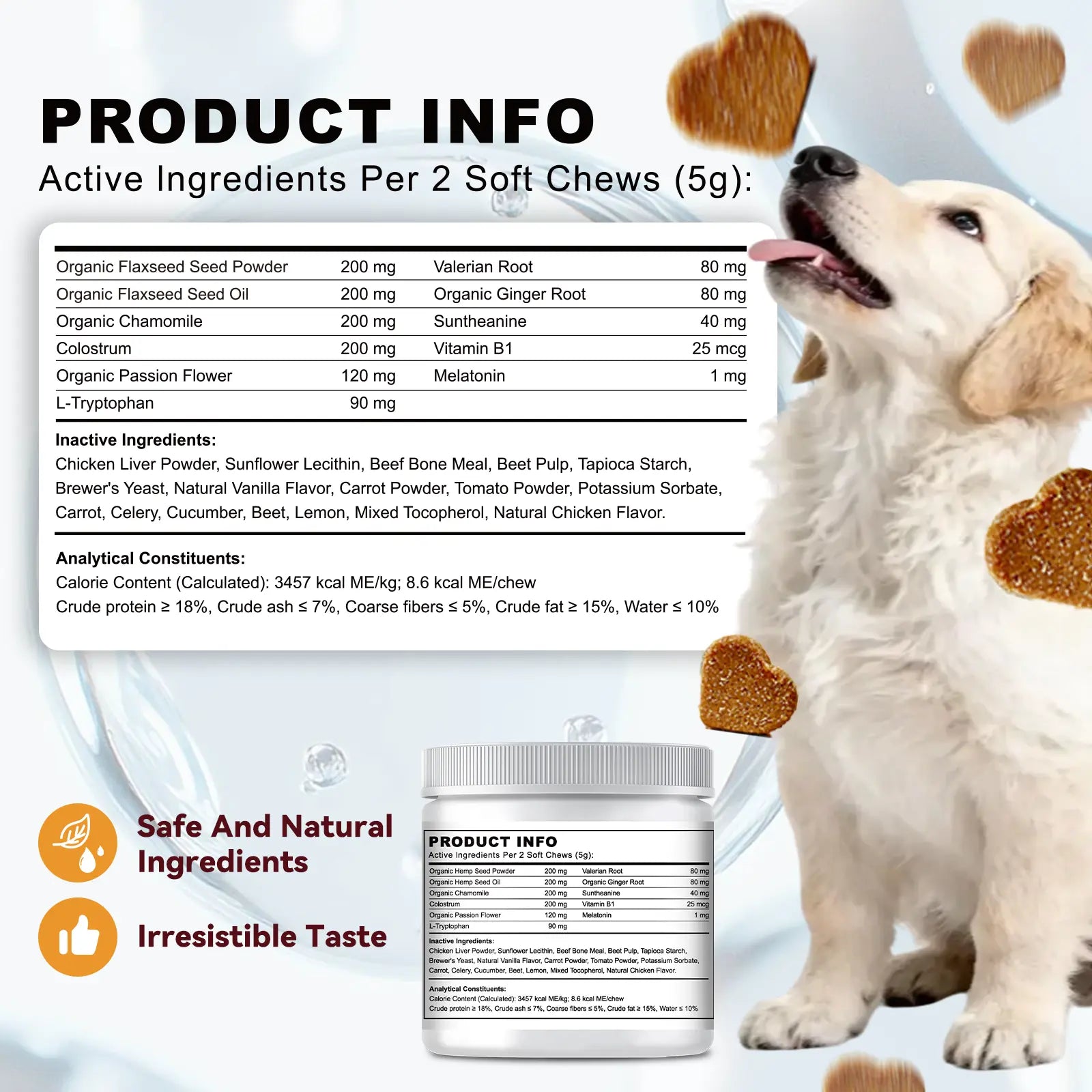 Ourcares Calming Chews for Dogs Composure & Relaxation for Everyday Stress & Separation Chicken Flavor 120 Soft Chews Daily Pet Snacks