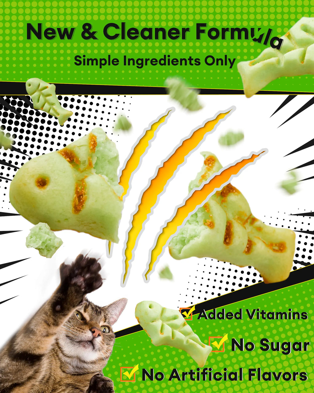 Cat Grass Treats for Hairball Relief, Natural Chicken Catnip Biscuits, Low-Calorie Healthy Snacks for Indoor Cats, Supports Digestion & Dental Care 3.53Oz