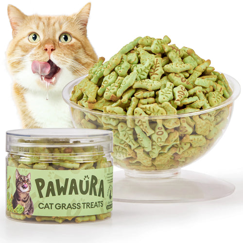 Cat Grass Treats for Hairball Relief, Natural Chicken Catnip Biscuits, Low-Calorie Healthy Snacks for Indoor Cats, Supports Digestion & Dental Care 3.53Oz