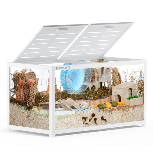 BUCATSTATE Hamster Cage 3.0 | 5.4 Sq.Ft Large Metal Cage | Stackable Easy Assemble | Top Access for Hamster Gerbil Mouse | 39.3L×19.7W×20.6H Inches