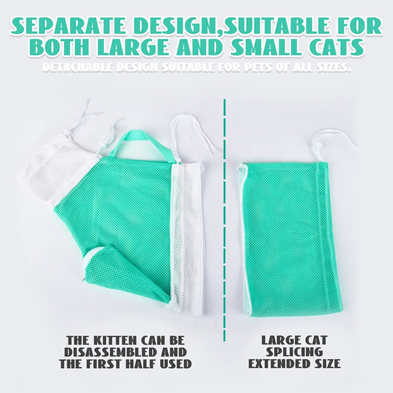 Upgrade Cat Bag for Bath Adjustable Breathable Mesh Pet Restraint Bag for Bath Nail Trim Medicine and Vet Visits Escape Proof Wash Bag Green