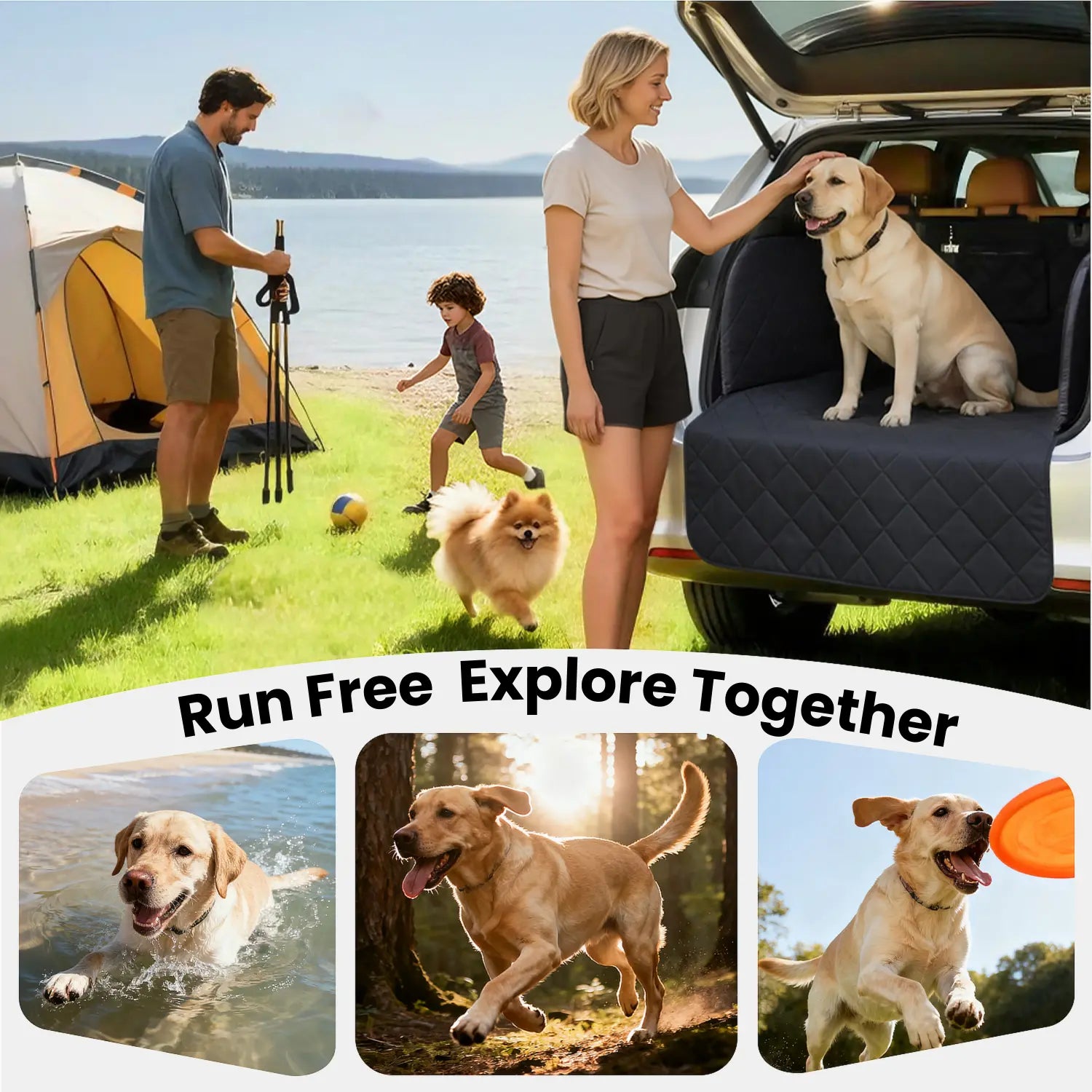 REEVAA SUV Cargo Liner for Dogs, Full Coverage Non-Slip Cargo Cover with Cushioned Sides to Protect Your Dog, Waterproof & Durable, Machine Washable Trunk Protector Mat
