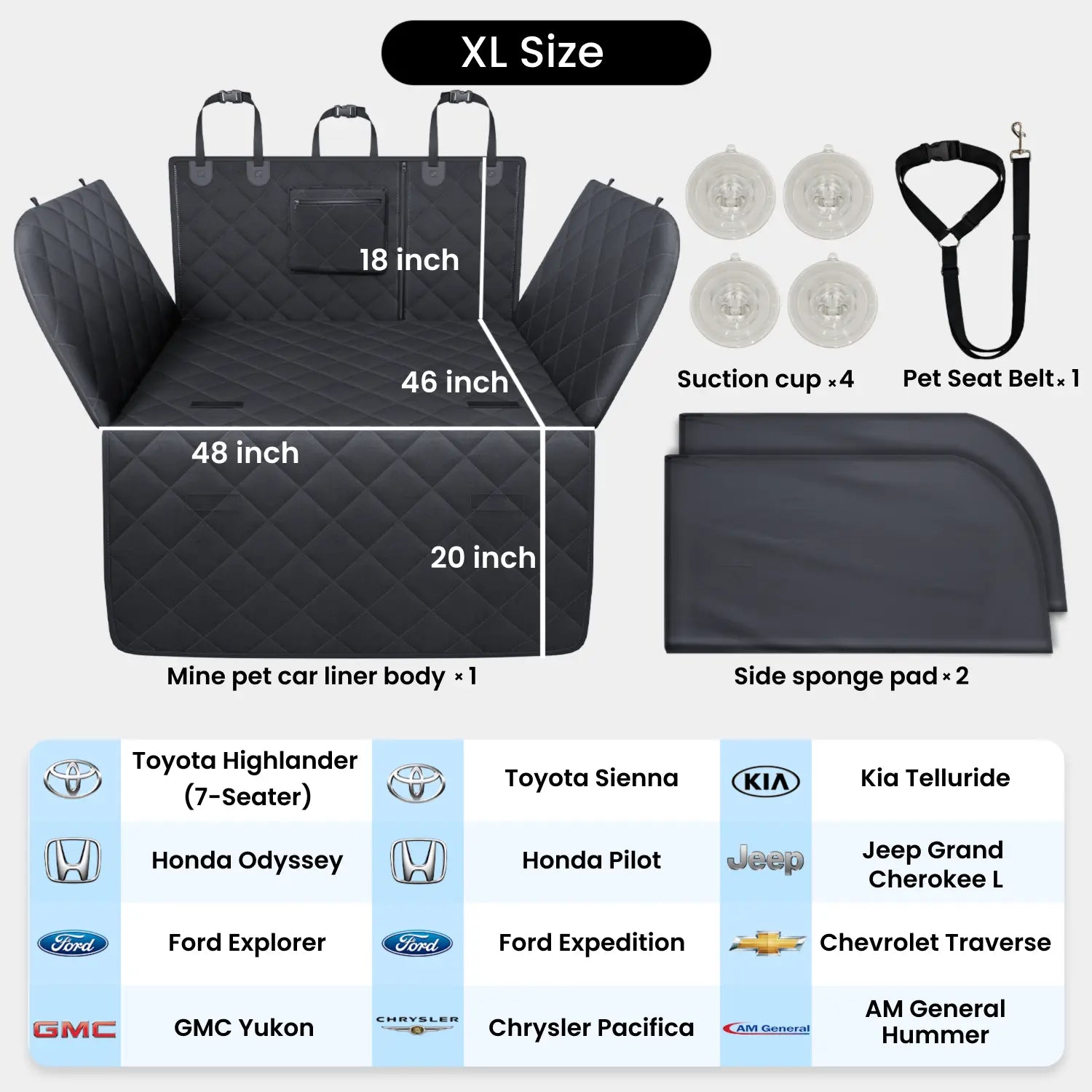 REEVAA SUV Cargo Liner for Dogs, Full Coverage Non-Slip Cargo Cover with Cushioned Sides to Protect Your Dog, Waterproof & Durable, Machine Washable Trunk Protector Mat
