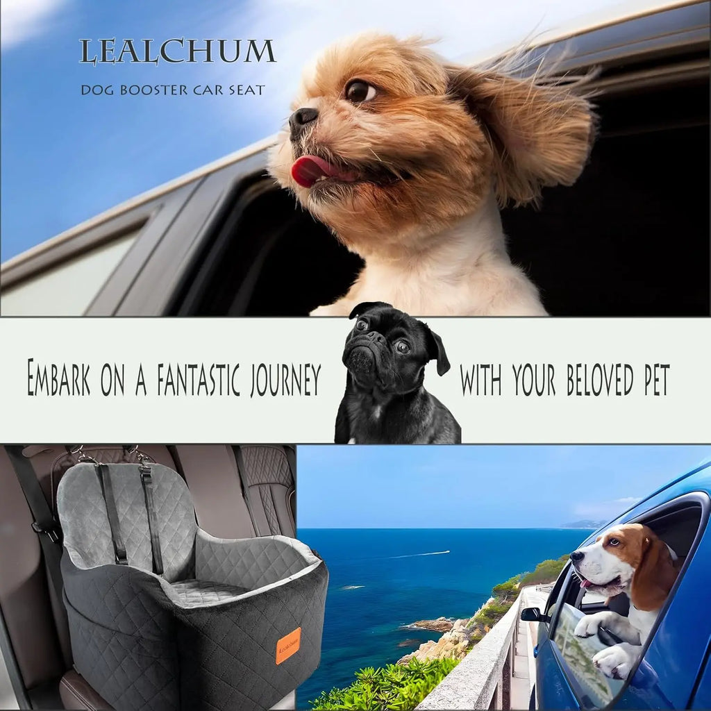 Lealchum Dog Car Seat 35Lbs, 6" Cushion, Safe 3-Strap System, Fits Front/Back Seat, Washable & Portable – Includes Vacuum Packaging (Black/Brown, Medium）Elevatrcollar Bells with Keyrings Pet Accessories Halloween Ghost Cool Canes