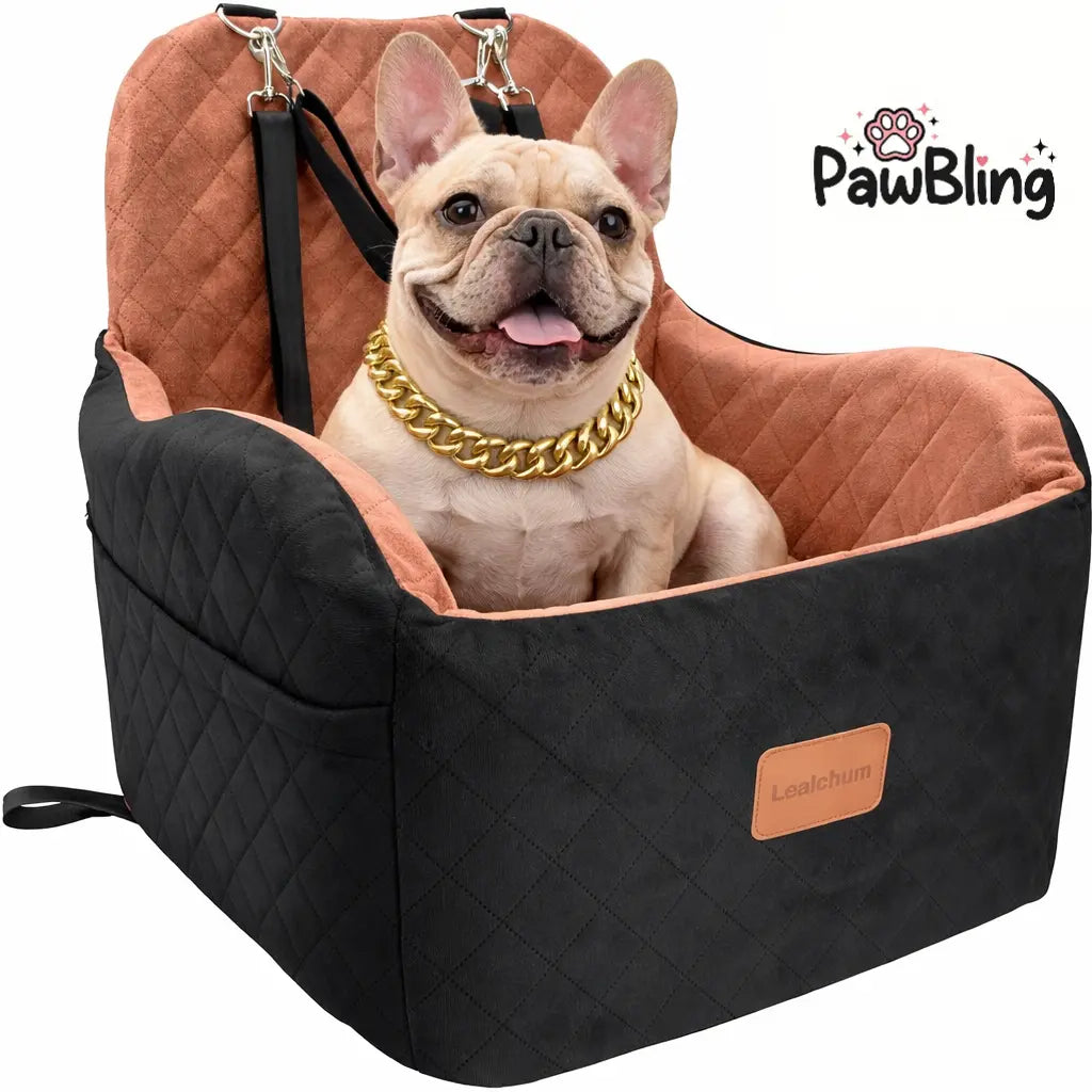 Lealchum Dog Car Seat 35Lbs, 6" Cushion, Safe 3-Strap System, Fits Front/Back Seat, Washable & Portable – Includes Vacuum Packaging (Black/Brown, Medium）Elevatrcollar Bells with Keyrings Pet Accessories Halloween Ghost Cool Canes
