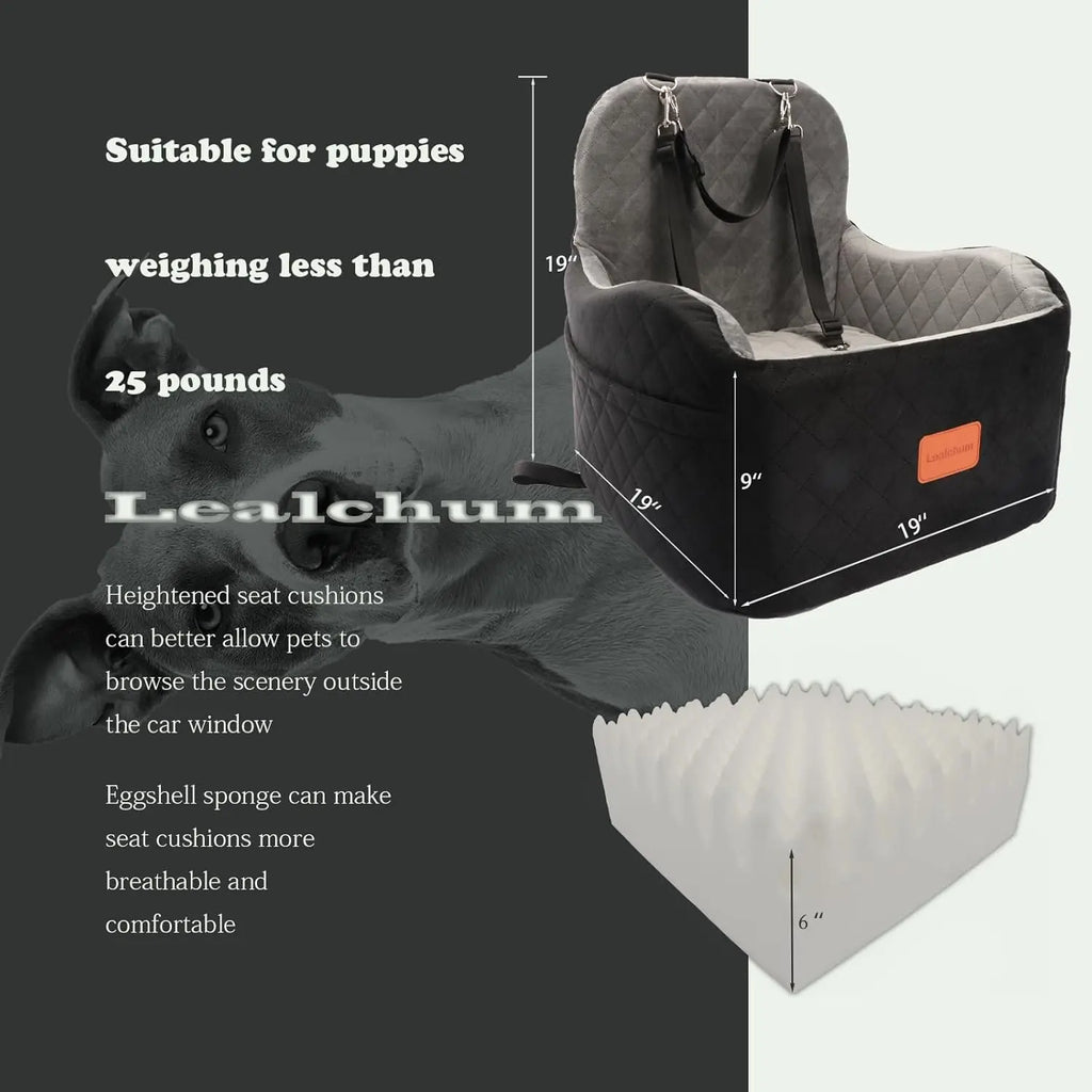 Lealchum Dog Car Seat 35Lbs, 6" Cushion, Safe 3-Strap System, Fits Front/Back Seat, Washable & Portable – Includes Vacuum Packaging (Black/Brown, Medium）Elevatrcollar Bells with Keyrings Pet Accessories Halloween Ghost Cool Canes