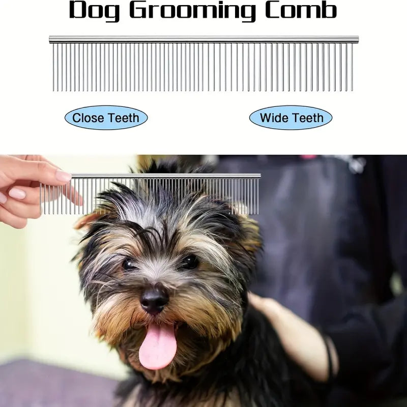 5 in 1 Professional Grooming Scissors for Dogs 4CR with Safety round Tip, Heavy Duty Titanium Coated Straight & Thinning & Curved Shears