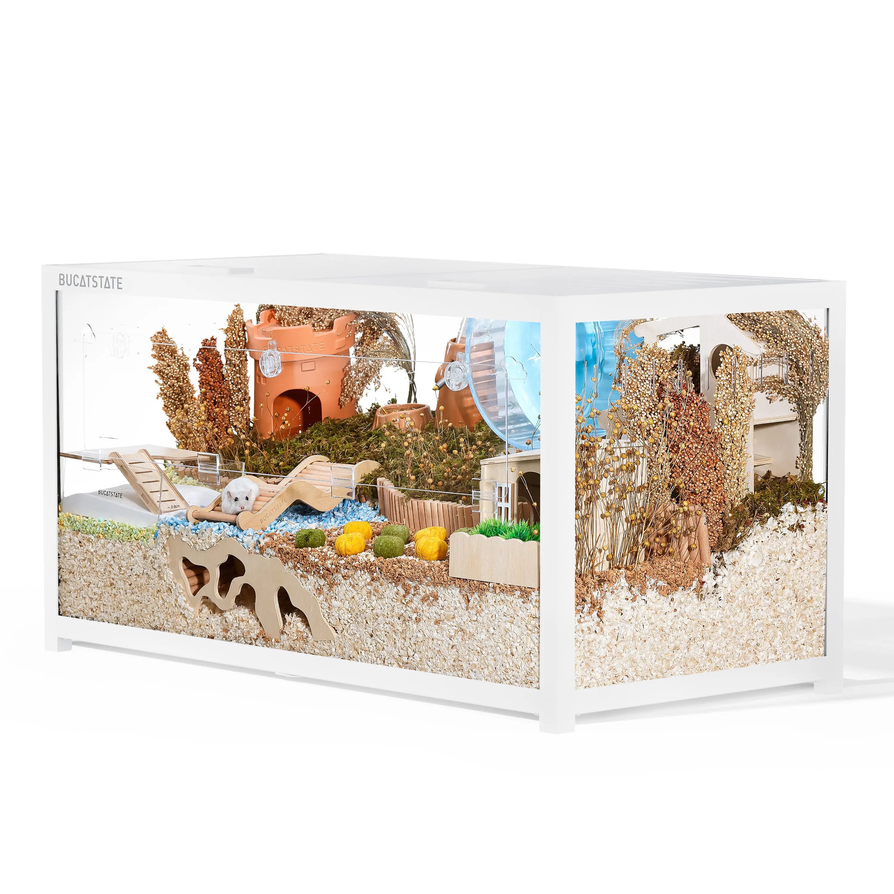 BUCATSTATE Hamster Cage 3.0 | 5.4 Sq.Ft Large Metal Cage | Stackable Easy Assemble | Top Access for Hamster Gerbil Mouse | 39.3L×19.7W×20.6H Inches