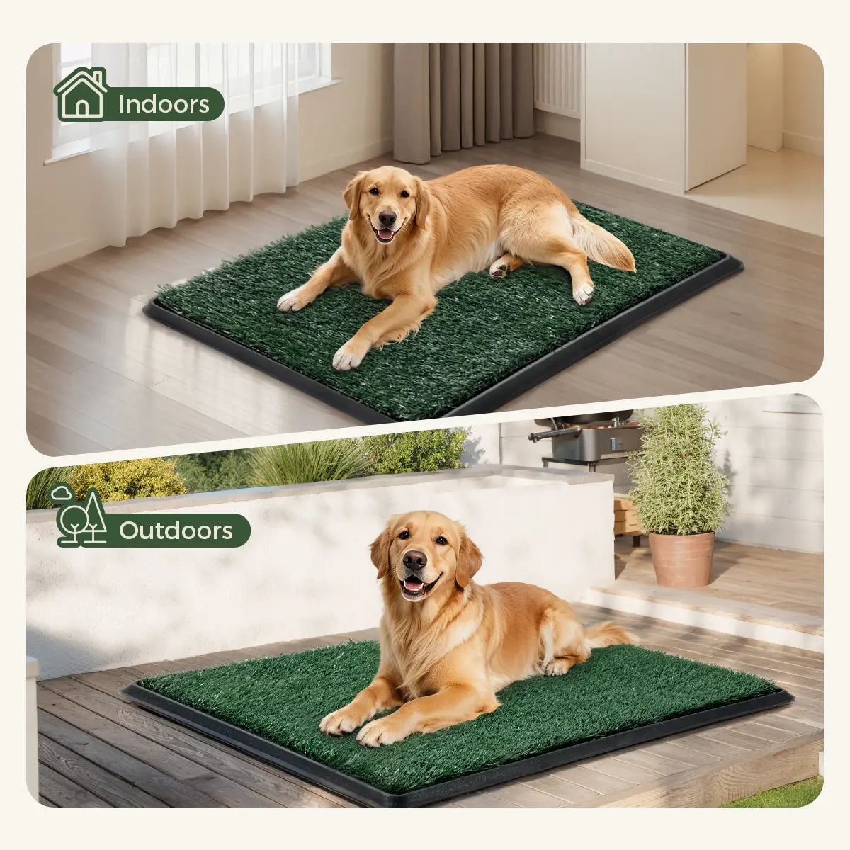 Dog Grass Pad with Tray 2 Reusable Artificial Turf for Dogs Potty Quickly Absorbent Portable Litter Box Waterproof Non-Slip Washable Puppy Pee Mat
